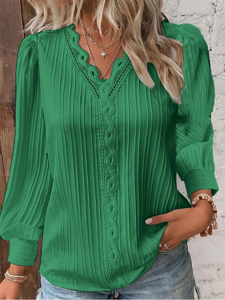 Women's Chiffon V-Neck Blouse – Loose Dressy Top