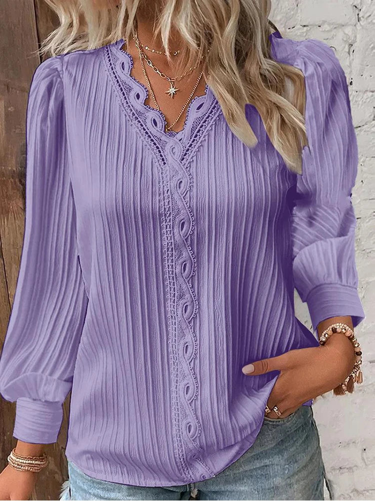 Women's Chiffon V-Neck Blouse – Loose Dressy Top
