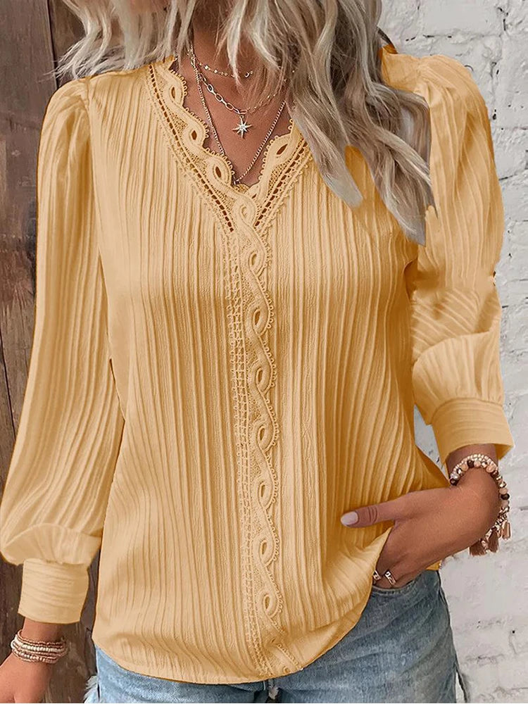 Women's Chiffon V-Neck Blouse – Loose Dressy Top