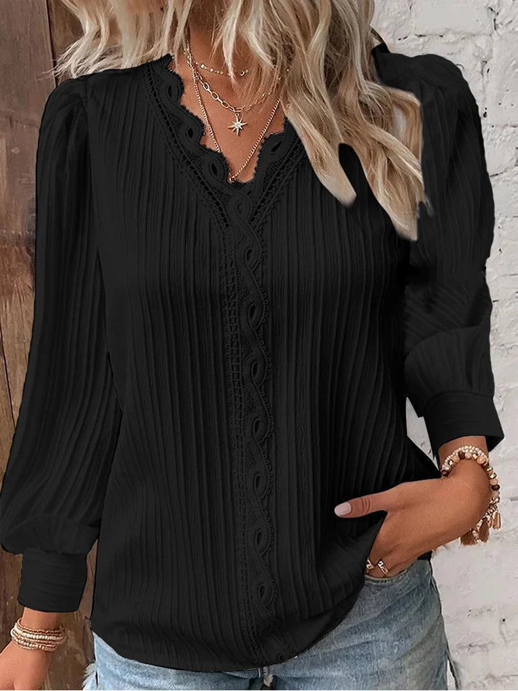 Women's Chiffon V-Neck Blouse – Loose Dressy Top