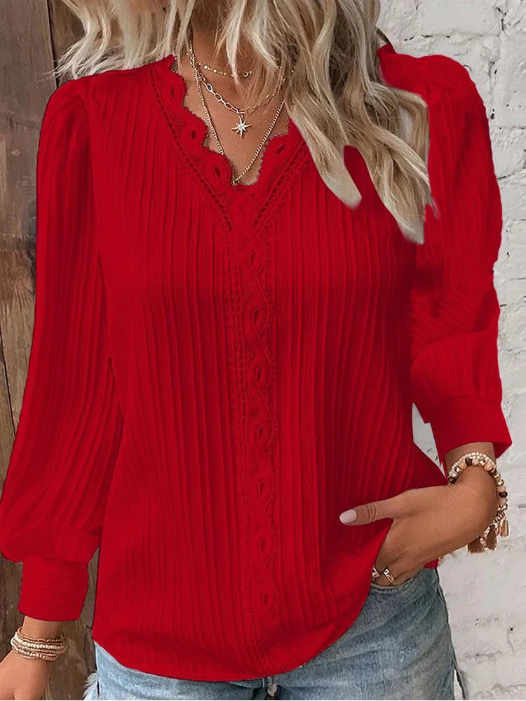 Women's Chiffon V-Neck Blouse – Loose Dressy Top