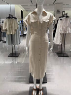 The Glow Denim Midi Dress