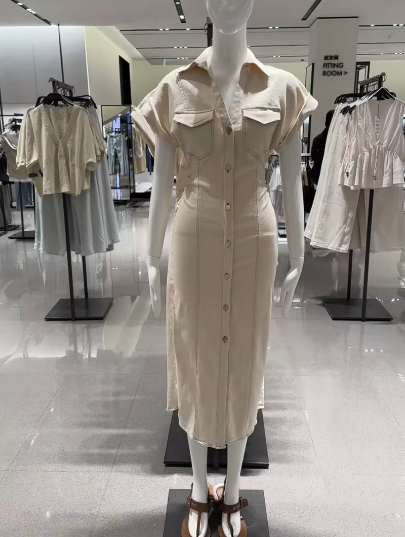 The Glow Denim Midi Dress