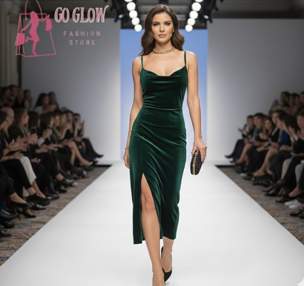 Strapless Velvet Midi Dress