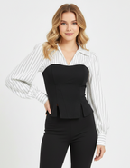 Striped Chiffon Blouse for Women – Short Streetwear Top