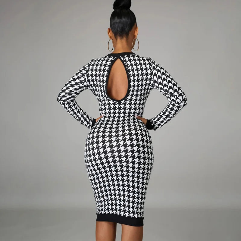 Houndstooth Sheath Dress for Women
