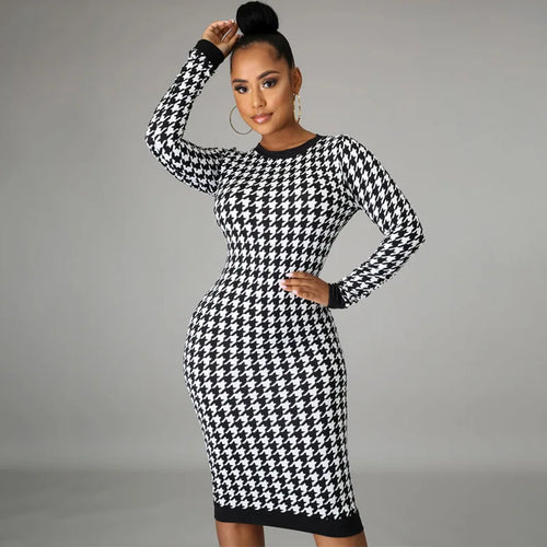 Houndstooth Sheath Dress for Women