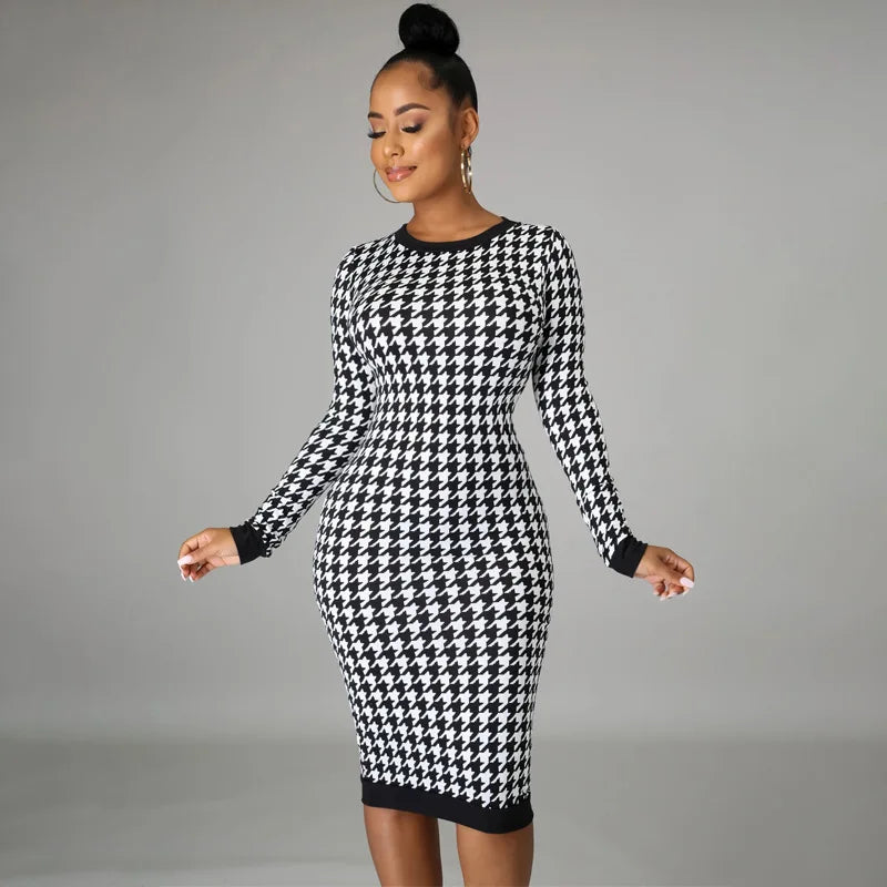 Houndstooth Sheath Dress for Women