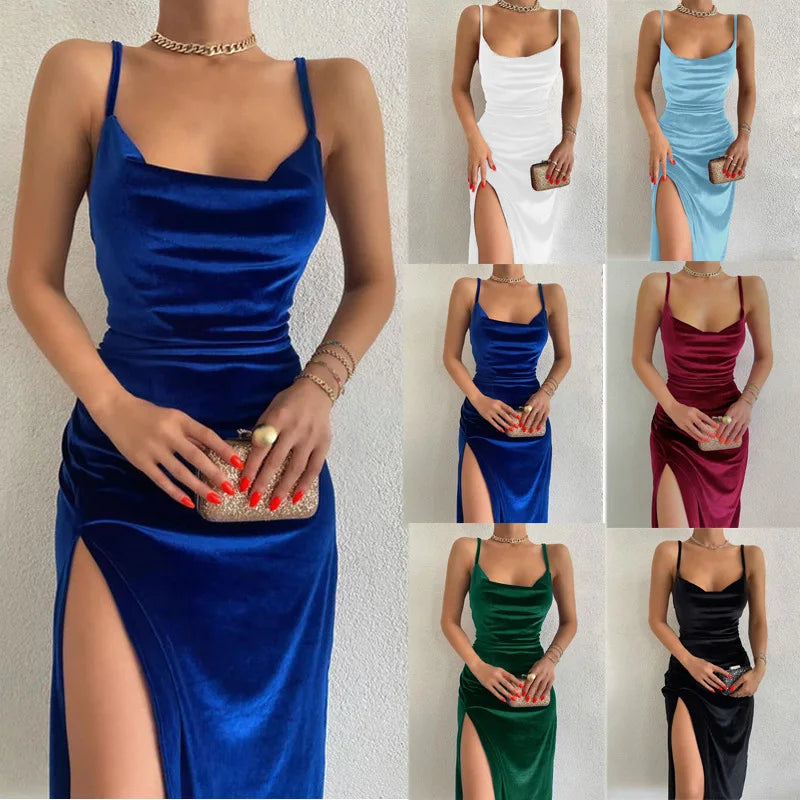 Strapless Velvet Midi Dress