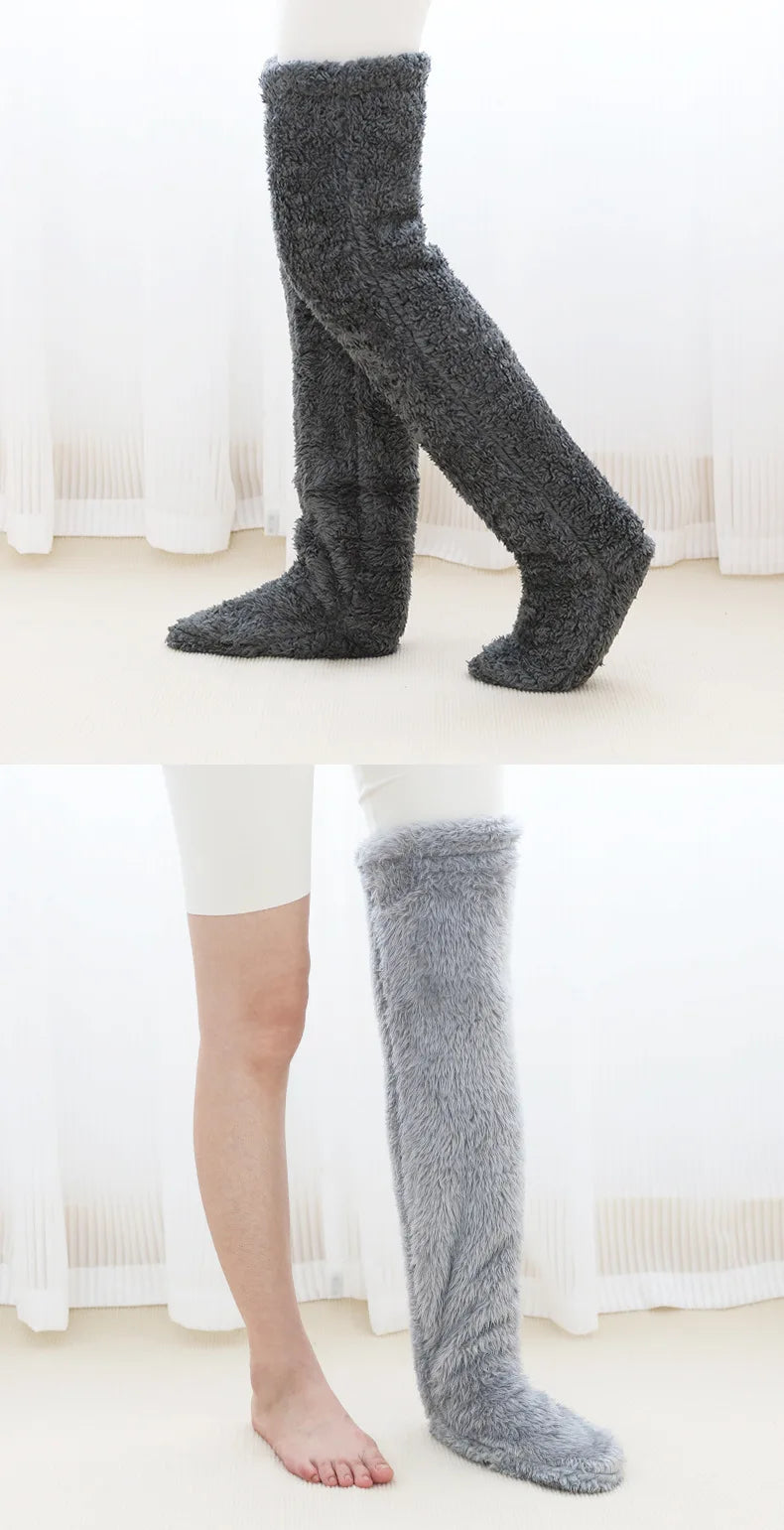 Women's Fuzzy Thigh-High Thermal Stockings