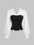 Striped Chiffon Blouse for Women – Short Streetwear Top