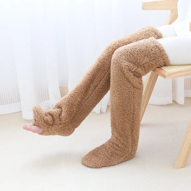 Women's Fuzzy Thigh-High Thermal Stockings