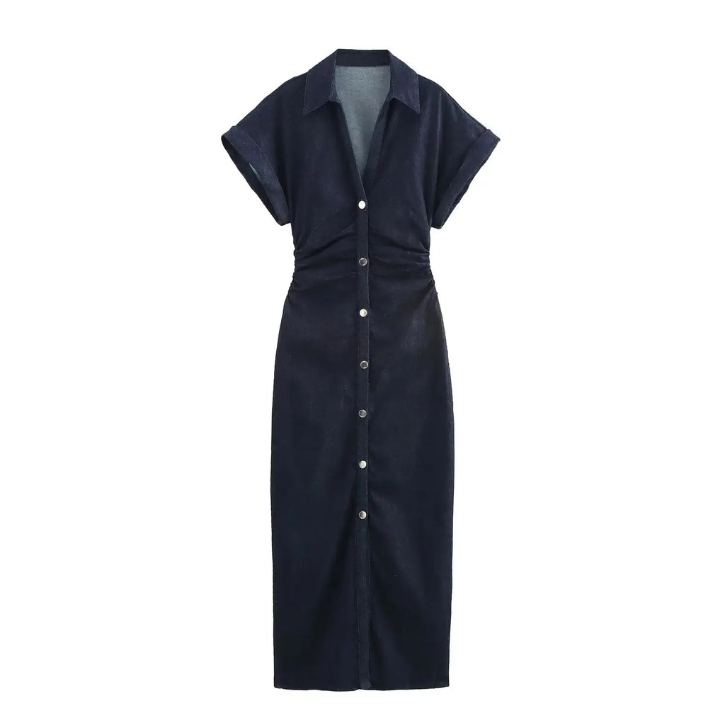 The Glow Denim Midi Dress
