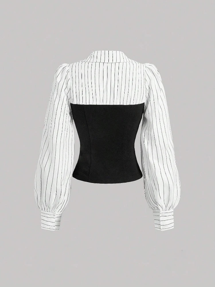 Striped Chiffon Blouse for Women – Short Streetwear Top