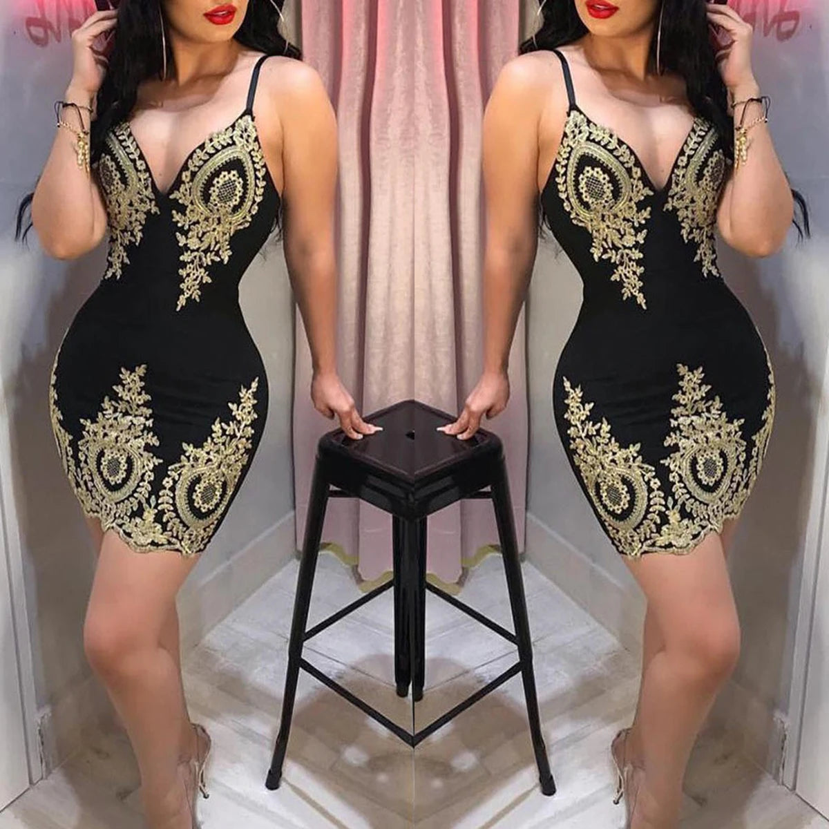 Women's V-Neck Spaghetti Strap Summer Dress