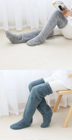 Women's Fuzzy Thigh-High Thermal Stockings