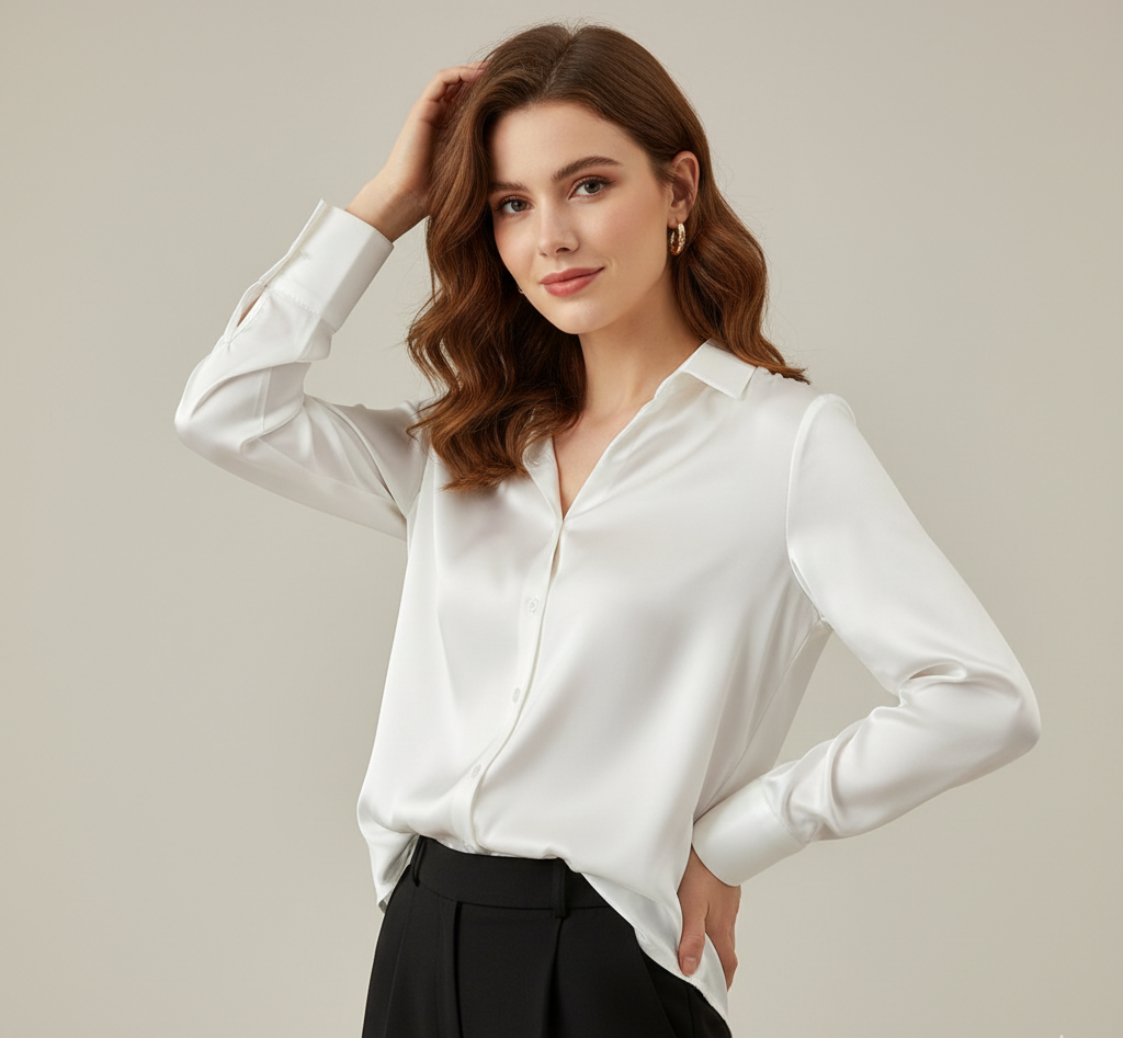Serene Long Sleeve Satin Blouse