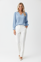 Chiffon V-Neck Blouse - Studio 10