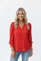 Chiffon V-Neck Blouse - Studio 5