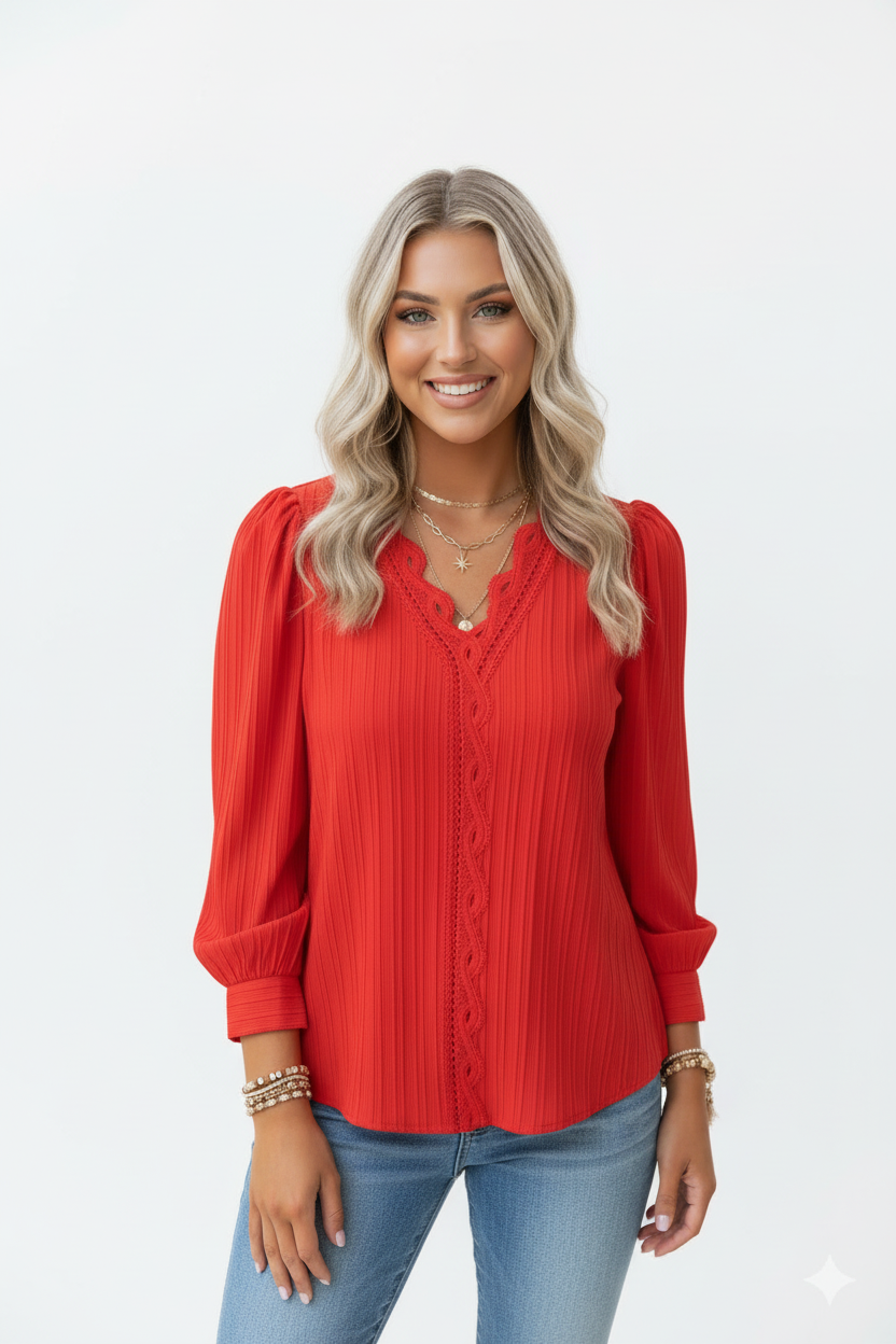 Chiffon V-Neck Blouse - Studio 5