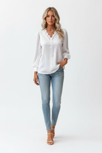 Chiffon V-Neck Blouse - Studio 6