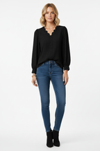 Chiffon V-Neck Blouse - Studio 7