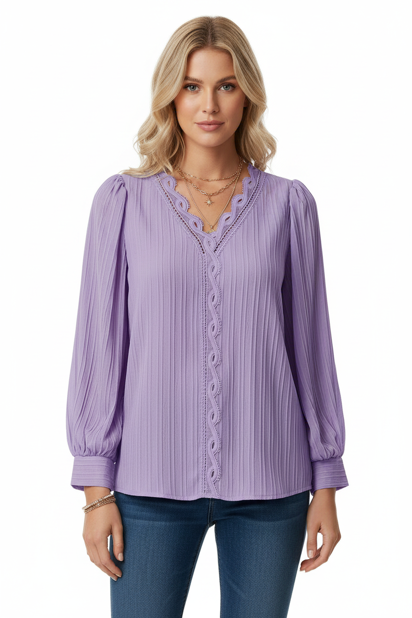 Chiffon V-Neck Blouse - Studio 9