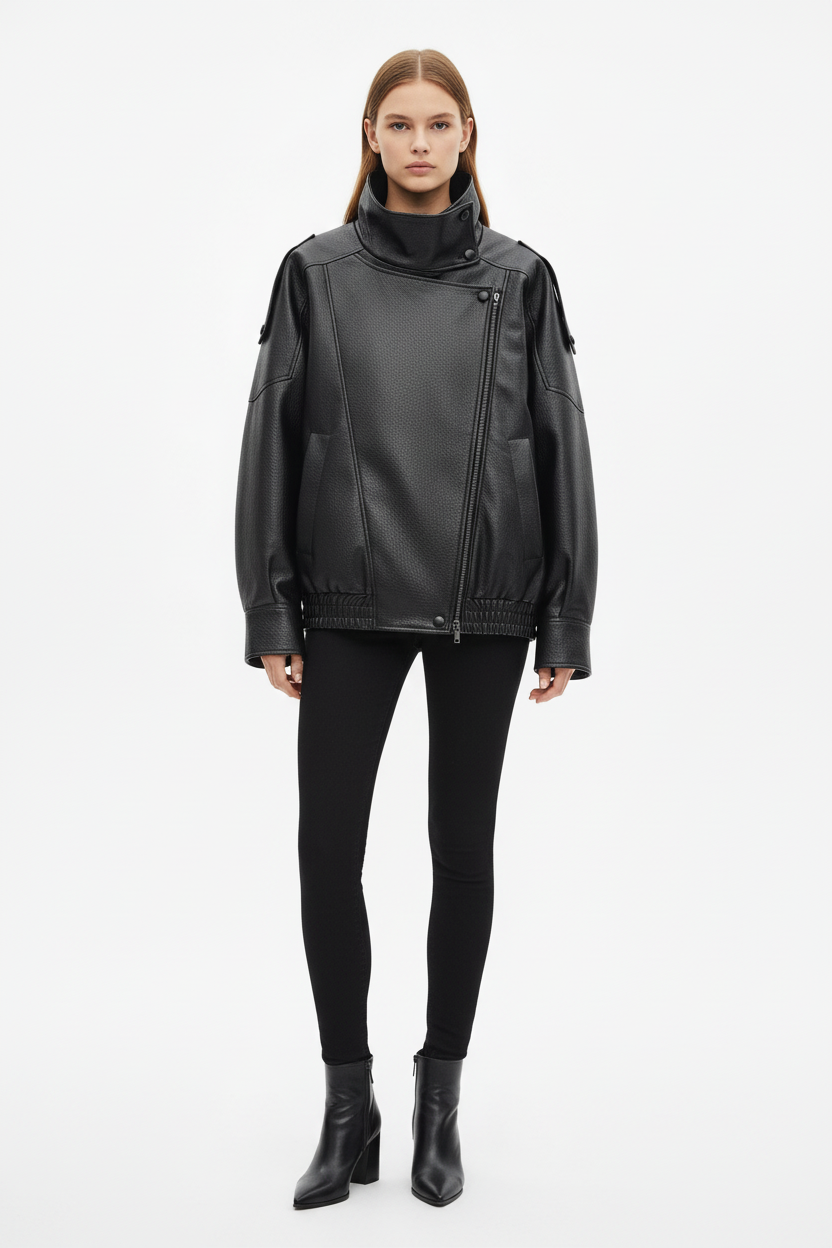 Faux Leather Moto Jacket - Revised with Reference