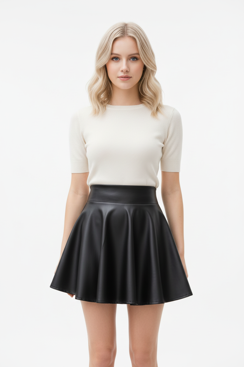 Faux Leather Pleated Mini Skirt - Studio 1