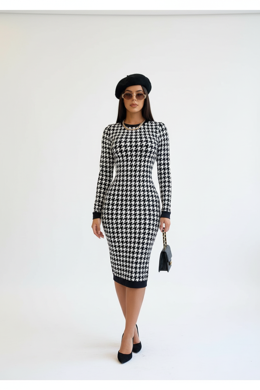 Houndstooth Sheath Dress - Studio 1