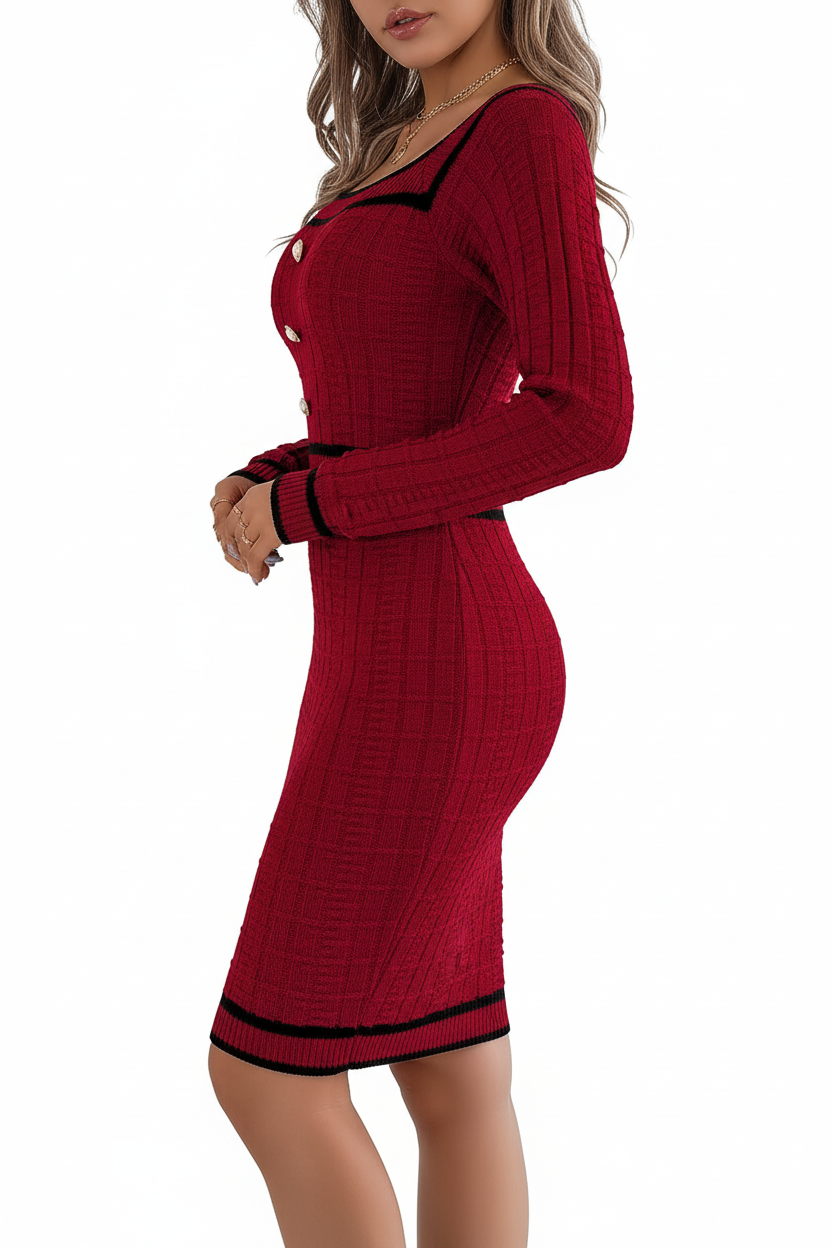 Luna Square Neck Dress - Image 10 Color - Side View