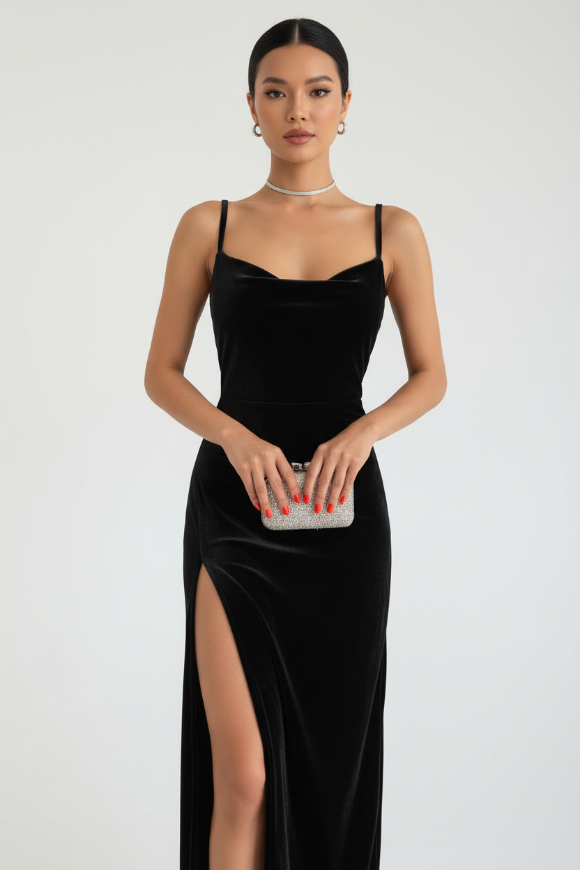 Velvet Noir Strapless Midi Dress - Studio 6