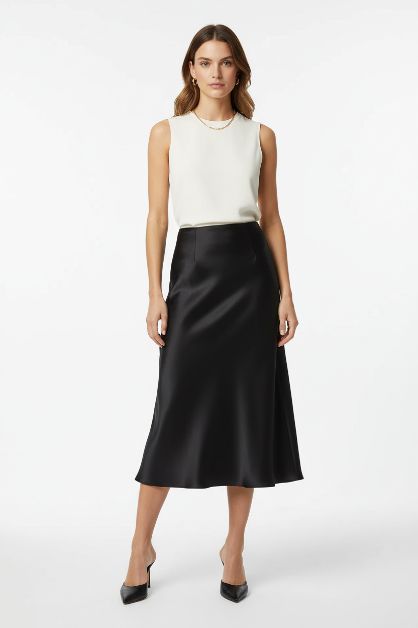 Women's Satin Midi Skirt - Studio 2