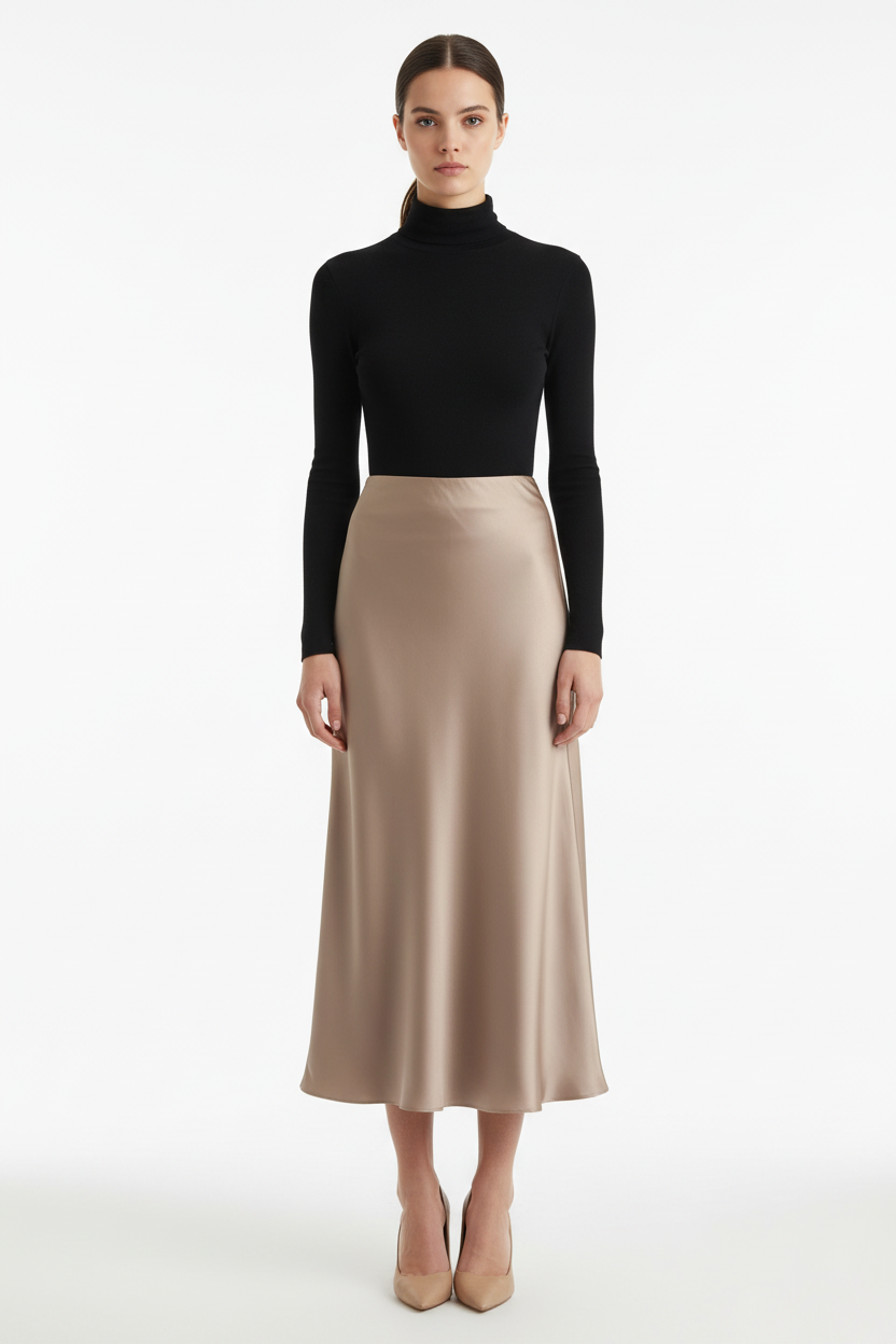 Women's Satin Midi Skirt - Studio 9